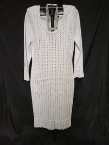 White Knit Rhinestone Dress