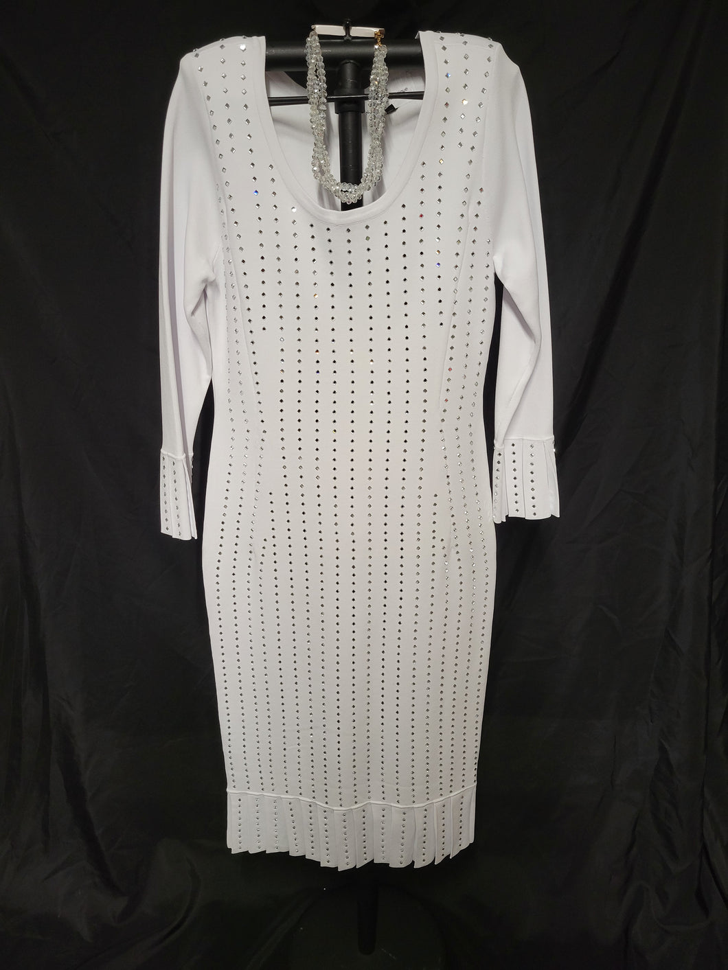 White Knit Rhinestone Dress