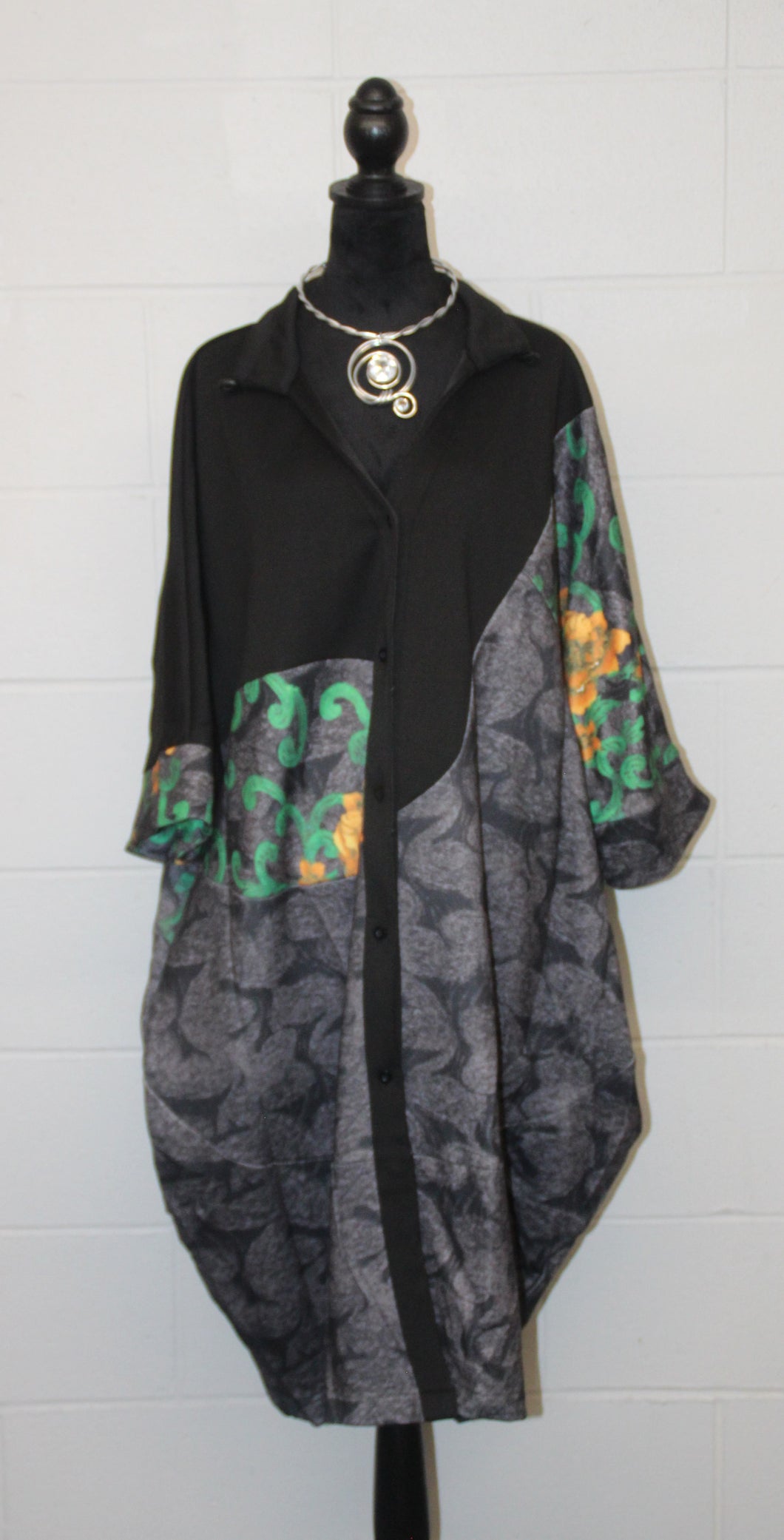 Black floral coat