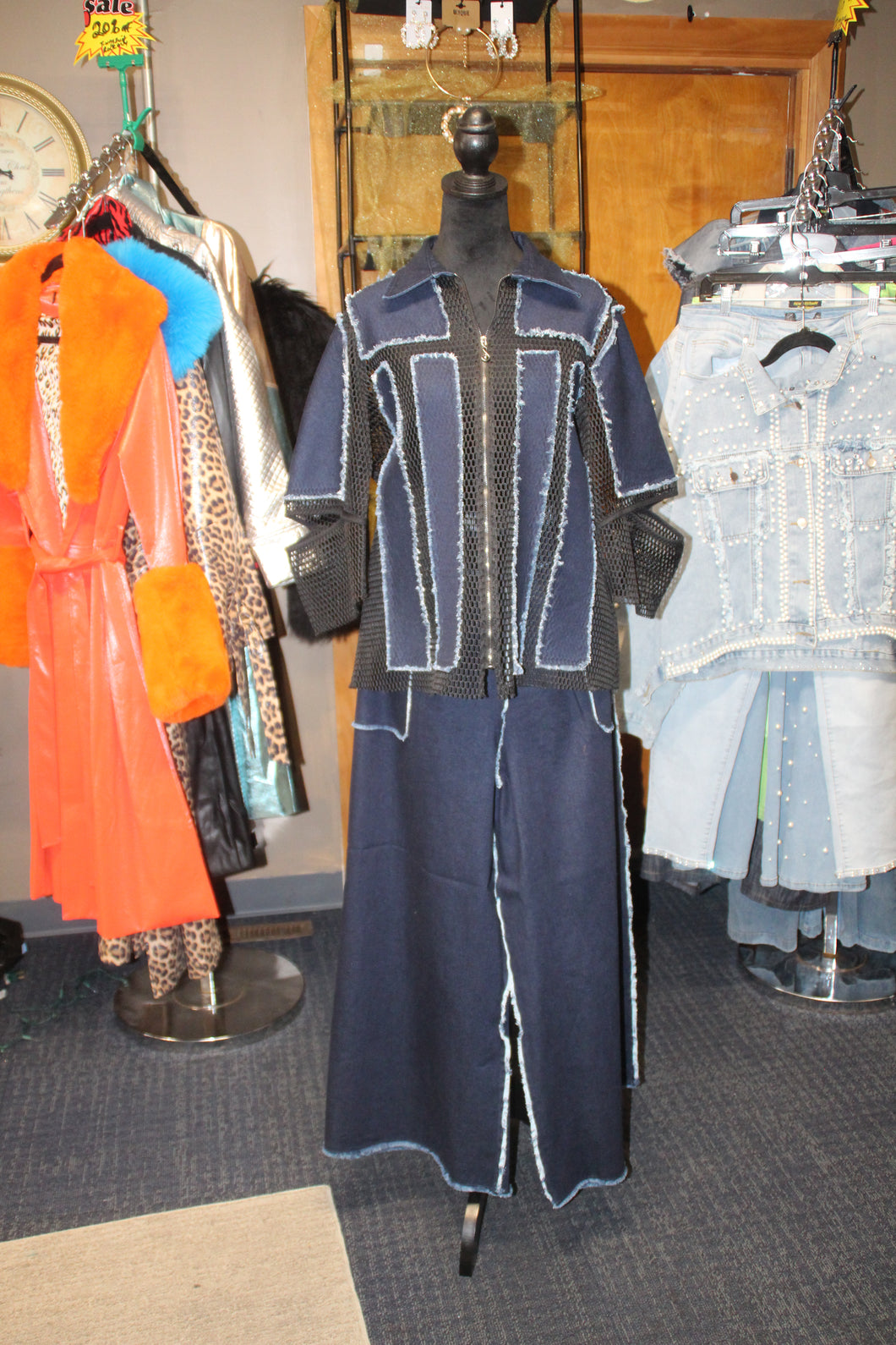 Denim Net Two Piece Set