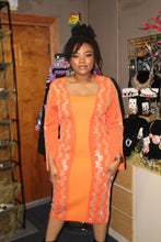 Load image into Gallery viewer, Orange Knit Rhinestone Maxi Dress
