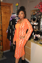 Load image into Gallery viewer, Orange Knit Rhinestone Maxi Dress
