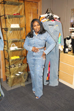 Load image into Gallery viewer, Blue Rhinestone Denim Set
