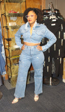 Load image into Gallery viewer, Blue Rhinestone Denim Set
