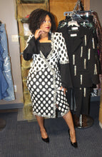 Load image into Gallery viewer, Black and Cream Polka Dot Knit Dress
