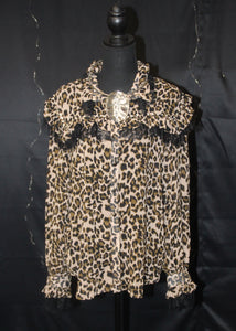 Cheetah Print Lace Button Up Shirt