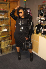 Load image into Gallery viewer, Black Sequin Sweatshirt Dress
