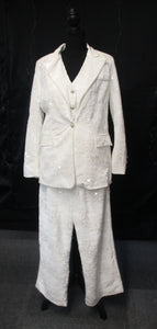 Cream Velour Sequin Three Piece Suit