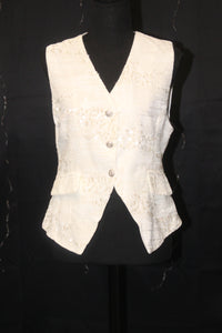 Cream Velour Sequin Three Piece Suit