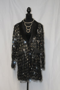 Sequin Fringe Blazer