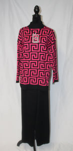 Pink and Black Geometric Knit Set