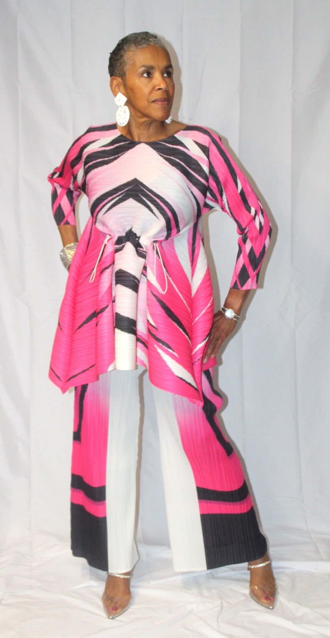 Black, White, and Pink Two Piece Set