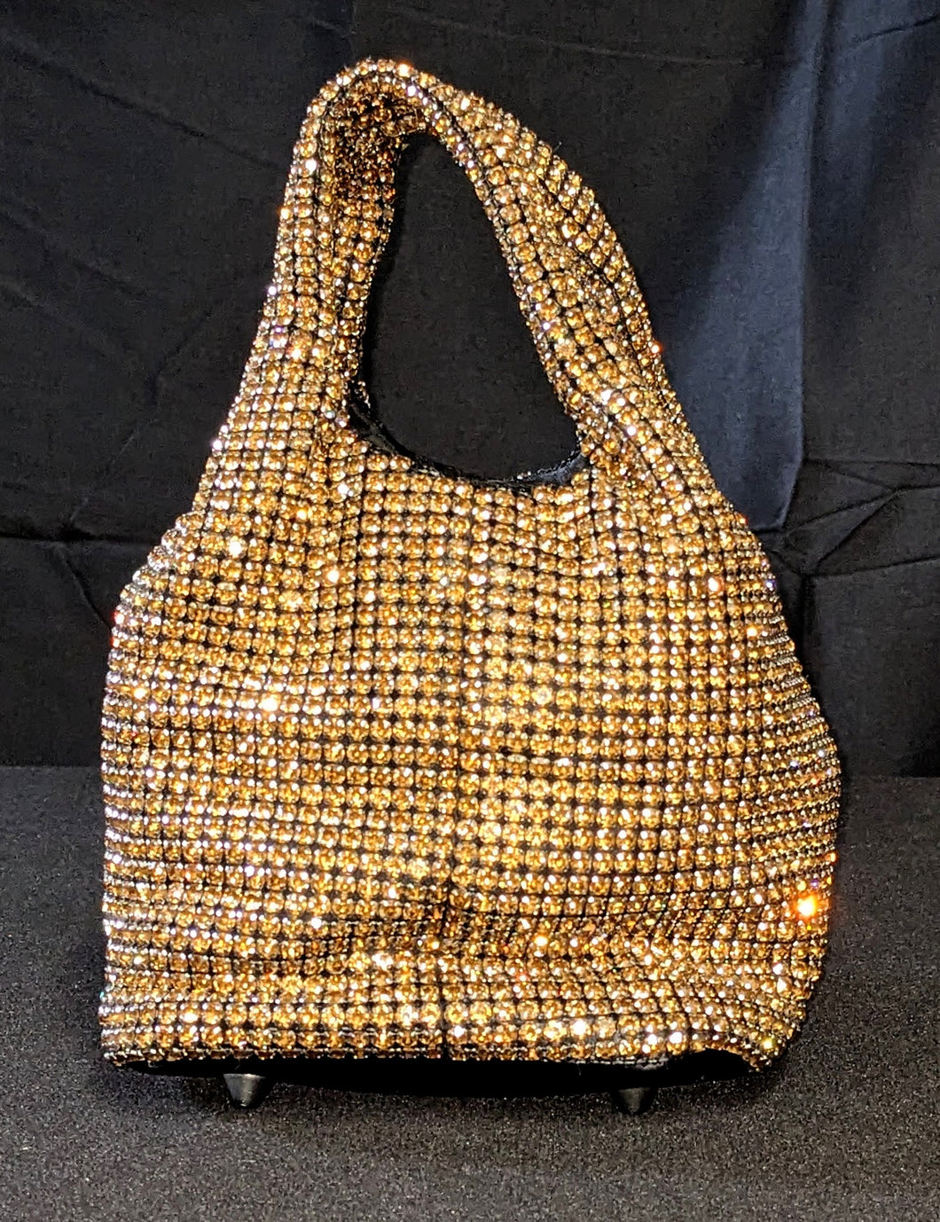 Bronze Rhinestone Pouch Handbag