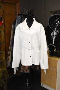 White Rhinestone Fringe Jacket