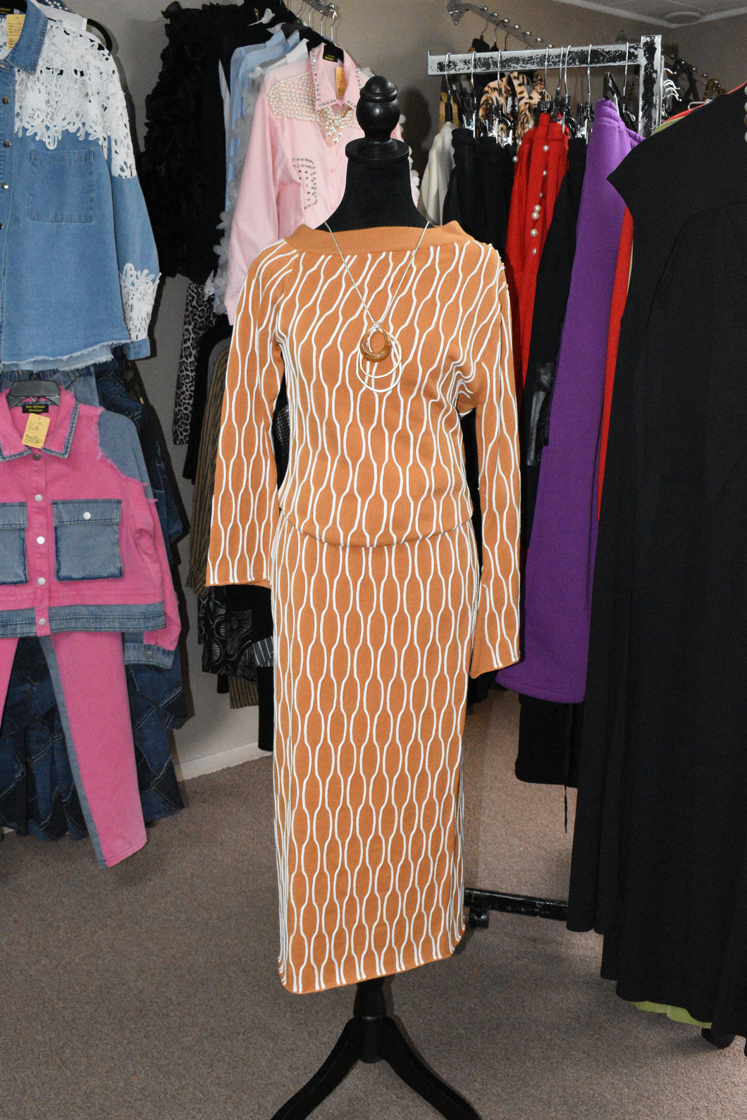 Swirl Tan Sweater Set