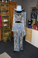 Load image into Gallery viewer, Silver Sequin Jeans

