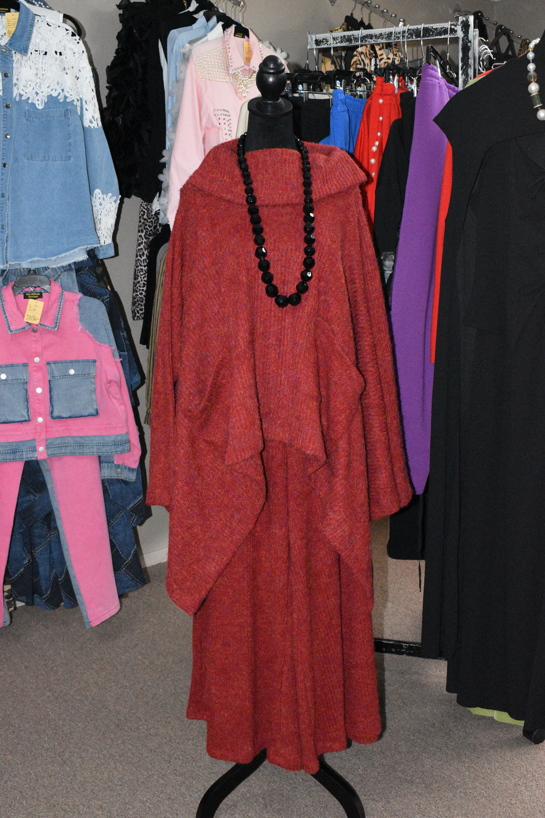 Rust Ruffle Sweater Set