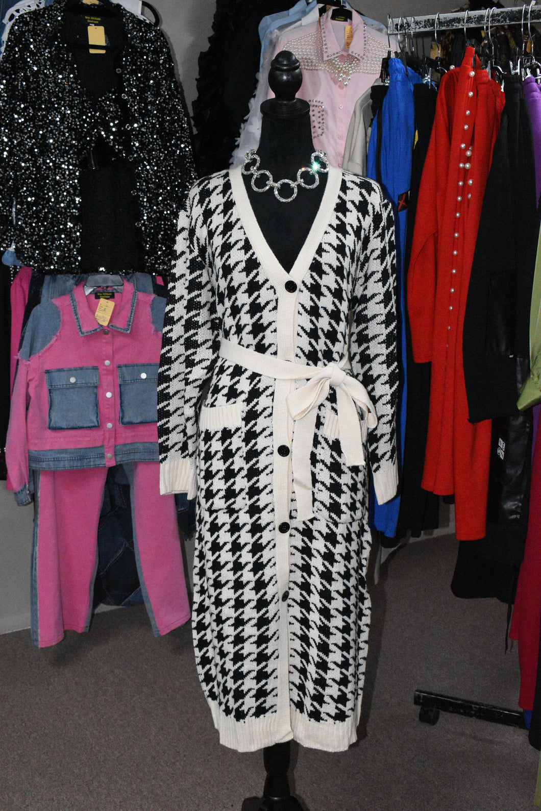 Houndstooth Sweater Dress – New Attitude Boutique