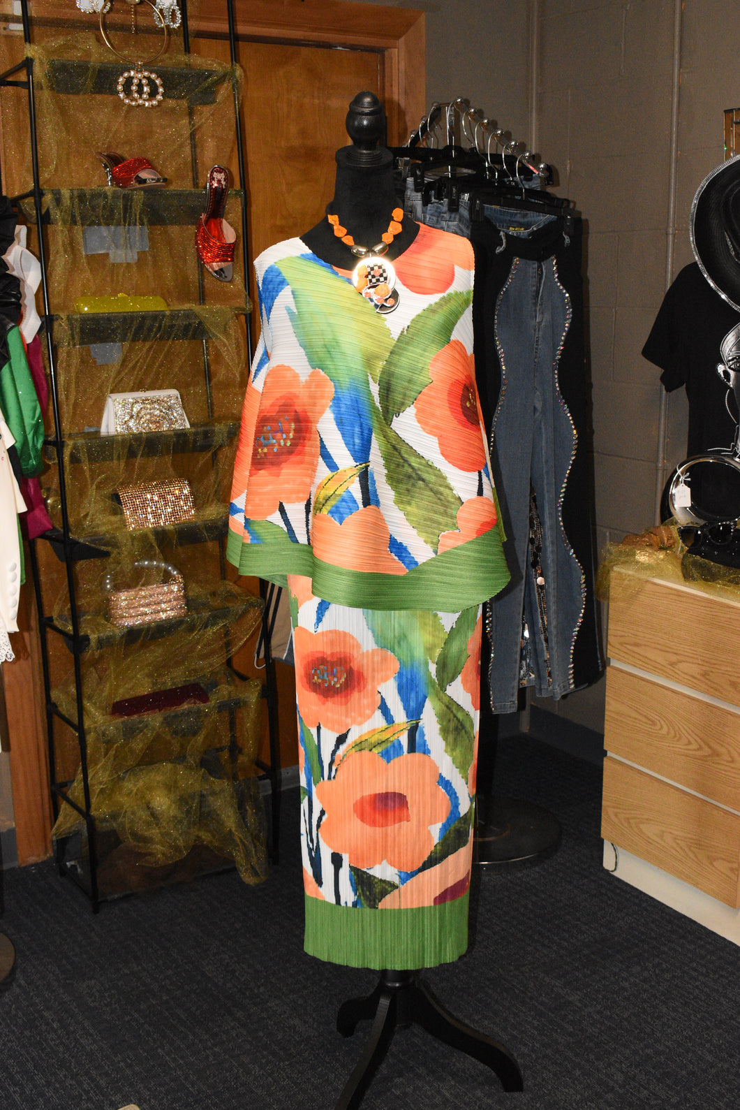 Orange Flower Skirt Set